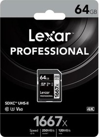 Resim Lexar Professional 64Gb 250Mb/S Sdxc Hafıza Kartı 