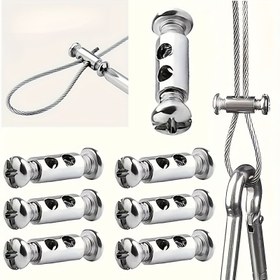 Resim 28/14/7 Parça Ayarlanabilir Çelik Halat Kilit Klipsleri, Dayanıklı Metal Asma Klipsler, 1-2mm Kablo Vidaları için Uygun, Aydınlatma, Tatil Dekorasyonları ve Açık Hava Kamp Kilitleri için 