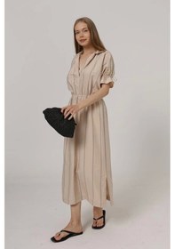 Resim Defymoda Beli Lastikli Elbise - Taş Taş 