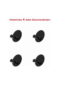 Resim Askılık Yapışkanlı Mantar Yuvarlak Tekli Mat Siyah Pakette 4 Adet Mat Siyah 