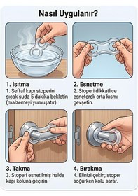 Resim 10 Adet Şeffaf Silikon Plastik Kapı Kolu Pencere Tutucu Tutacağı Duvar Koruyucu Tamponu Stoperi 