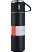 Resim Neevoyu 500ml 304 Paslanmaz Çelik Termos Bardak, 12 Saat Isı Saklama, Sızıntı Engeli, Ev/ofis/dışarı/seyahat İçin, Kapak Bardak Olarak Kullanılabilir, Siyah Siyah 