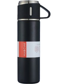 Resim Neevoyu 500ml 304 Paslanmaz Çelik Termos Bardak, 12 Saat Isı Saklama, Sızıntı Engeli, Ev/ofis/dışarı/seyahat İçin, Kapak Bardak Olarak Kullanılabilir, Siyah Siyah 