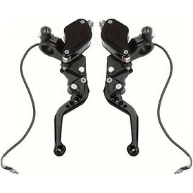 Resim Xuweiwei Siyah Çift Hidrolik Silindirli Tanklı Motosiklet Fren Ve Debriyaj Kolu Kiti 7/8 22mm Piston Evrensel Cnc 