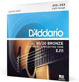 Resim Daddario Ej11 Akustik Gitar Tel Seti, 80/20 Bronze, Light Gauge, 