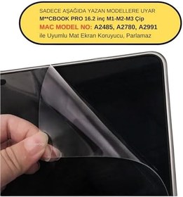 Resim McStorey MacBook Pro 16.2 inç M2 M3 M4 Uyumlu Mat Anti Glare Ekran Koruyucu Yansıma Önleyici Göz Yormayan Retina Net Görüntü Touch ID Şeffaf 