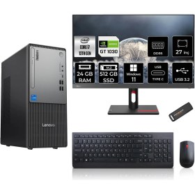 Resim Lenovo Thinkcentre Neo 50T Gen 5 Intel Core I7 13700 24GB 512GB SSD GT1030/4GB 27" Fhd Monitör Windows 11 Home Masaüstü Bilgisayar & Per4 USB Bellek 12UB000LTRMNT1352 