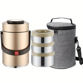 Resim Paslanmaz Çelik Yemek Kutusu Seti, 5 Parça 2.3L Yalıtımlı Bento Kutusu - Silindirik Uzay Temalı Tasarım - Bulaşık Makinesinde Yıkanabilir Gıda Kabı Manuel Çalıştırma ile, Taşıma Çantası Dahil - Elektrik Gerektirmez 