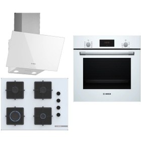Resim Bosch HBF512BW1T - POP7C2P30O - DWK63PJ20T 3'lü Beyaz Ankastre Set 300 