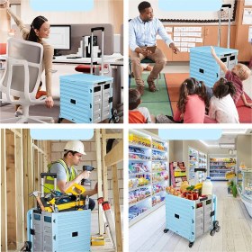 Resim Stilmax Merdiven Çıkabilen Katlanır Çok Fonksiyonlu Koli Yük Paket Taşıma Pazar El Arabası 100 Kg 55L 