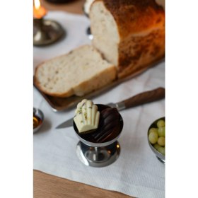 Resim Beige & Stone Metal Yüksek Ayaklı 8 cm Dondurma Tatlı Çerez Kahvaltılık Sunum Kase 