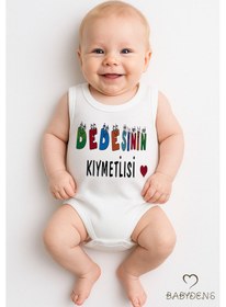 Resim Babyden's Dedesinin Kıymetlisi Yazılı Kolsuz Bebek Body %100 Pamuklu Yazlık Çıtçıtlı Zıbın Unisex Beyaz 