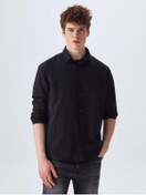 Resim Ltb Dorolı Keten Erkek Kısa Kol Gömlek 12244917325008-200 Siyah 