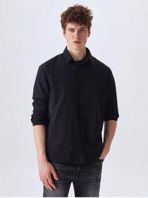 Resim Ltb Dorolı Keten Erkek Kısa Kol Gömlek 12244917325008-200 Siyah 