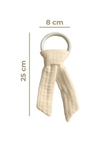 Resim Pamuk Muslin Bebek Diş Kaşıyıcı Yıkanabilir Ahşap Bej 