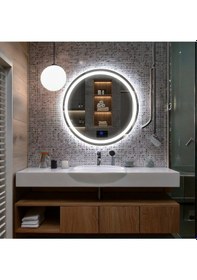 Resim Aura Beyaz Led'li Kumlamalı Lavabo & Banyo Aynası Dokunmatik Sensörlü 70 X 70 