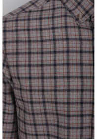 Resim Erkek Gömlek Kiremit Uzun Kol Ekose Kareli Flanel Yün Tuşeli Slim Fit Düğmeli Yaka Shirt Ncs Jeans 7270-kiremit Kiremit 