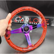 Resim carlone Şeffaf Direksiyon Momo 35cm Kabarcıklı Direksiyon Kırmızı 