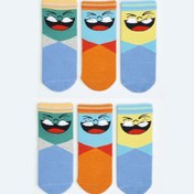 Resim MEM SOCKS 6'lı 3d Gülen Surat Çocuk Soket Çorap 