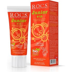 Resim Rocs Junior 6-12 Yaş Meyveli Gökkuşağı Tadında Florürsüz Diş Macunu 74 G 