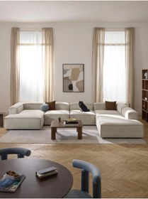 Resim S Home Design Concept Frida 5 Modül Pofidik Modüler Kanepe Xl Köşe Koltuk Takımı Fitilli Kırık Beyaz, Sağ Köşe 370 Cm 