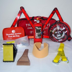 Resim ÇAKIR Dikdörtgen Trafik Ve Ilkyardım Seti Çantası Oto Çeki Demiri Ve Takviye Kablolu Araç Seti Lüks 