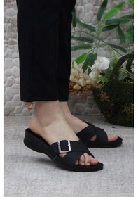 Resim Ceyo Flora-11 Siyah Rahat Ortapedik Kadın Terlik Siyah 