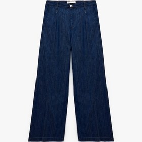 Resim Koton Pamuklu Yüksek Bel Geniş Paça Denim Pantolon - Bianca Wide Leg Jeans Koyu İndigo 6wal40108md Dark Indigo 
