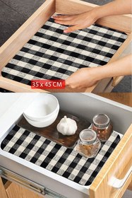 Resim Else Dekor Jüt Desenli Kaydırmaz Raf Dolap Çekmece Örtüsü Yıkanabilir Buzdolabı Içi Matı 