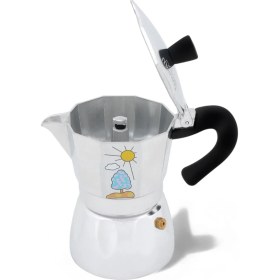 Resim Mediterian Alüminyum 240ML Espresso Kahve Makinesi, Desenli Gümüş Moka Pot 