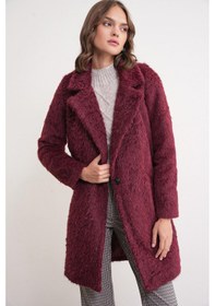 Resim Mixray 4746 Kadın Uzun Tüylü Manto Bordo 