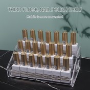 Resim 3 katlı Akrilik Oje Rafı, Şeffaf Çıkarılabilir Kozmetik Düzenleyici, Kokusuz Şeffaf Takı ve Oje Sergileme Standı, Elektrik veya Pil Gerektirmez, Birden Fazla Şişe Tutar 