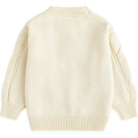 Resim Carrier Yuvarlak Yürümeye Yaka Uzun Sweatshirt Sonbahar Örgü Kollu Kız Kış Kazak Kazak Giysileri Çocuk Bej Bebek Başlayan Açık 2t-6t İp Açık Bej 