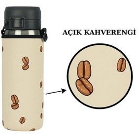 Resim Quick Flip 0.70 Lt. İle Uyumlu Omuz Askılı Termos Kılıfı Açık Kahverengi 