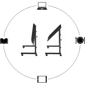 Resim servetavcı Yükseklik Ayarlı Eğimli ve Katlanabilen Laptop Sehpası - Atlantik Çam (Tekerli) 