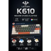 Resim Leaven K610 Kablolu Mekanik Oyuncu Klavyesi Red Switch-61 Tuş Rgb-Hot Swap 
