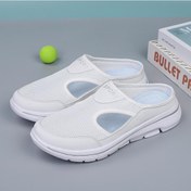 Resim Beyaz Büyük Ölçekli Günlük Ayakkabılar Ve Yarım Destekli Kadın Ayakkabıları Erkek Kalın Altlı Delici Sandalet Fileli Nefes Alabilen Terlik Beyaz 