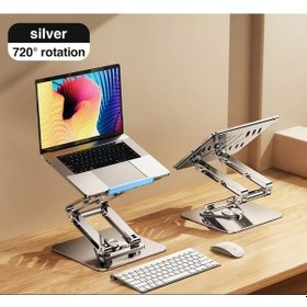 Resim Tam Profesyonel Uyumlu Stand Tablet Bilgisayar Uyumlu Stant Açısı Ayarlanabilir Tutucu Tok Alüminyum İpad Air Uyumlu Kare Taban%100 Tok Alüminyum Alaşımlı Katlanır Rs-cp84s 