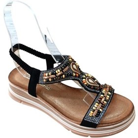 Resim De Scarıo 2060 Kadın Taşlı Comfort Sandalet Siyah Siyah 