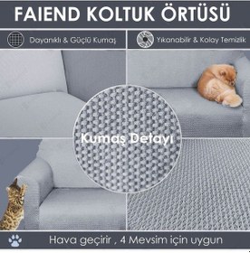 Resim Balpeteği 3 Kişilik Gri Lastikli Kanepe Örtüsü Lastikli Koltuk Örtüsü Koltuk Kılıfı Gri 