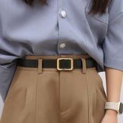 Resim 1 adet Kadın PU Kare Tokalı Moda Elbise Gömlek Ceketi Kemeri Vintage Süslemeli Kot Askısı 