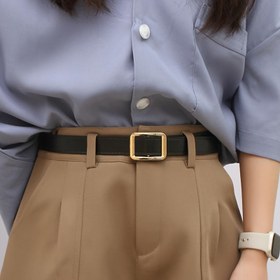 Resim 1 adet Kadın PU Kare Tokalı Moda Elbise Gömlek Ceketi Kemeri Vintage Süslemeli Kot Askısı 