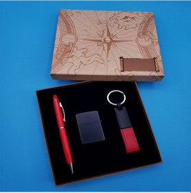 Resim Büro Ev Ofis Hediyesi İçin 3parça Anahtarlık Çakmak Kalem Seti 
