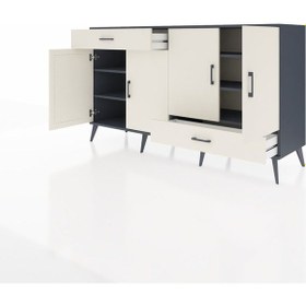 Resim Hyperion Konsol 5 Raflı 2 Çekmeceli 4 Kapaklı 176x44x99 Antrasit- Antrasit-aytaşı 