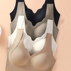 Resim Kadınlar için 4-Lü Şık Desenli Sütyen, %85 Naylon %15 Spandeks, Dikişsiz Örgü Kumaş, Çıkarılabilir Dolgu, Telsiz Tasarım, 150gsm Hafif İç Çamaşırı 