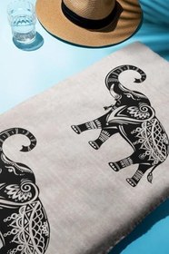 Resim Dijital Baskı Plaj Deniz Havlusu Fil Desenli Peştamal HVL0132 