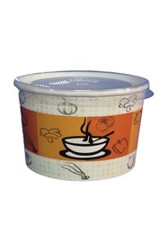 Resim Kuvars Kapaklı Karton Çorba Kasesi 25'li 16 Oz 