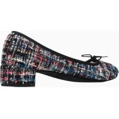 Resim Repetto Camille 30 Ballerina Pumps, Parlak Tweed, Fiyonk Detaylı Tasarım, 30MM Topuk, Fransız Zarafeti 