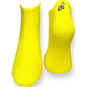 Resim Me-vo Tekli Sarı Renkli Bay/bayan Unisex Esnek Nem Alabilen Pamuklu Muz Desenli Patik Çorap Açık Sarı 