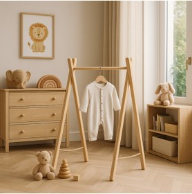 Resim pinoxi Natural Ahşap Askılık Çocuk Askılık Ayaklı Askılık Bebek Askılık Çoçuk Odası Bebek Odası 